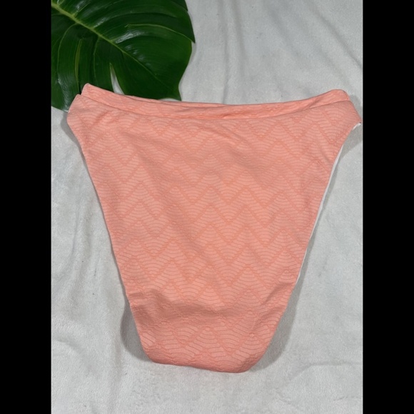 NEW Becca Chevron French Cut Bikini Bottoms in Salmon Pink [‎ Medium ] - Picture 10 of 12